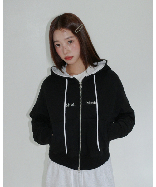 muahmuah（ムーアムーア）の「ステッチコンビフードジップアップ [4カラー]（パーカー・レディース・オートミール/ブラック/ライトグレー/ネイビー・FREE）」の11枚目の写真