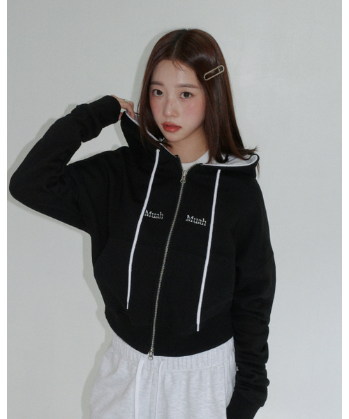 muahmuah（ムーアムーア）の「ステッチコンビフードジップアップ [4カラー]（パーカー・レディース・オートミール/ブラック/ライトグレー/ネイビー・FREE）」の12枚目の写真