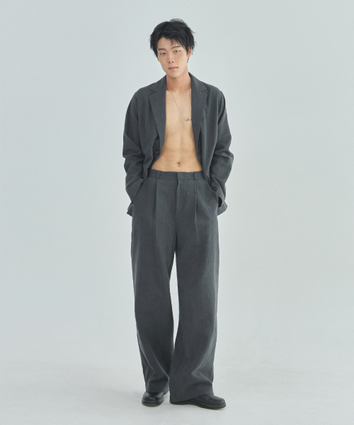 LAD EDITION(ラッドエディション)の「ラミ リネン ヘイジ ジャケット_ウォッシュドブラック(テーラードジャケット・メンズ・その他・FREE)」の8枚目の写真