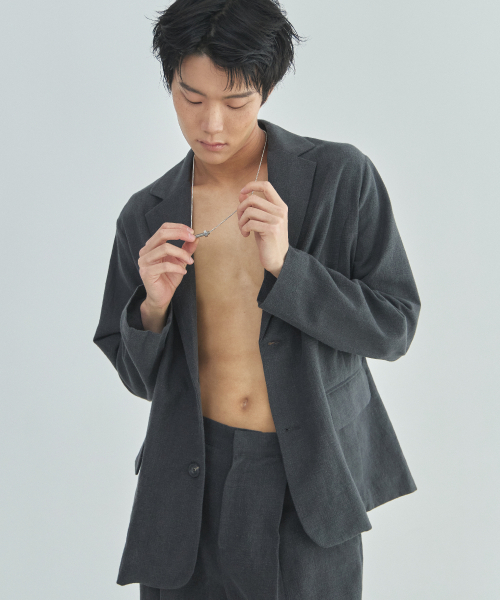 LAD EDITION(ラッドエディション)の「ラミ リネン ヘイジ ジャケット_ウォッシュドブラック(テーラードジャケット・メンズ・その他・FREE)」の7枚目の写真