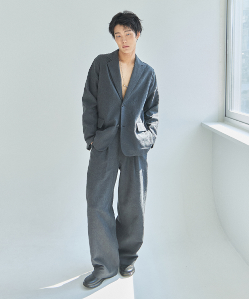 LAD EDITION(ラッドエディション)の「ラミ リネン ヘイジ ジャケット_ウォッシュドブラック(テーラードジャケット・メンズ・その他・FREE)」の6枚目の写真