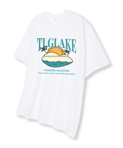 TI.GLAKE(ティーグレイク)の「サンビーチ オーバーサイズ 半袖Tシャツ ホワイト(Tシャツ/カットソー・レディース・その他・LARGE/X-LARGE/XX-LARGE)」の1枚目の写真