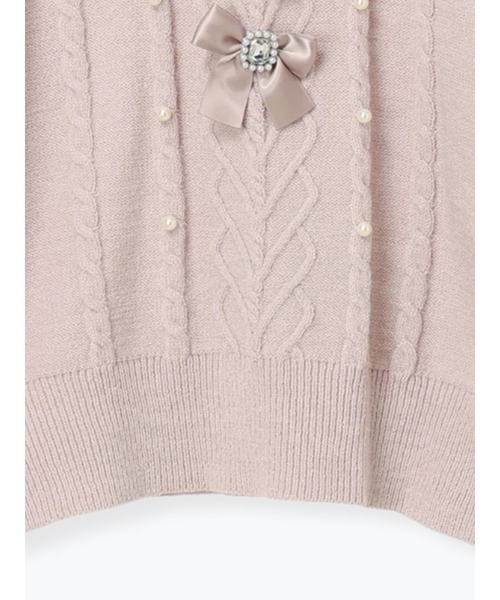 ビジューリボンケーブルオフショルファーニット（ニット/セーター