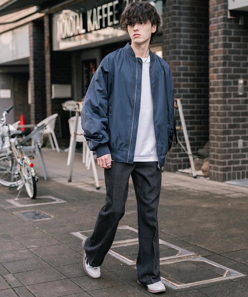 Rocky Monroe(ロッキーモンロー)の「新色追加 ポリDEWSPO オーバーサイズMA-1フライトジャケット/撥水加工ミリタリーブルゾン(MA-1・メンズ・カーキ/ブラック/ホワイト/ネイビー・XL/L/M)」の16枚目の写真