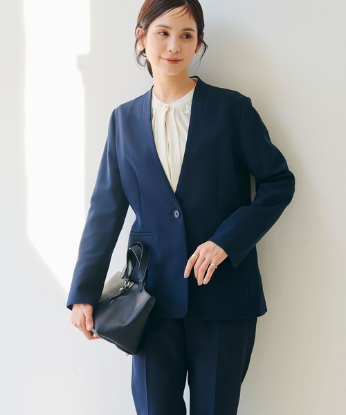 スーツセット セール】《洗える・シワになりにくい》2点セット 正解 ノーカラー