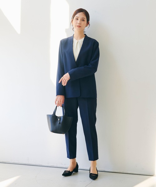 セール】《洗える・シワになりにくい》2点セット 正解 ノーカラー