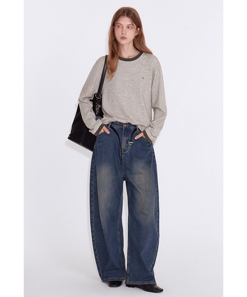 ロゴ刺繍 フェイクレイヤードトップス FD25S089【Fano Studios