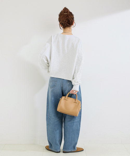 B.C STOCK(ベーセーストック)の「ウォッシャブル / チュールフリルスリーブtops(Tシャツ/カットソー・レディース・チャコールグレー/ライトグレー・FREE)」の5枚目の写真