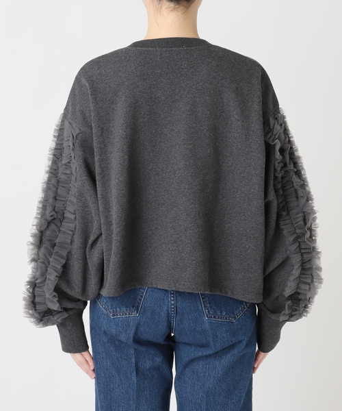 B.C STOCK(ベーセーストック)の「ウォッシャブル / チュールフリルスリーブtops(Tシャツ/カットソー・レディース・チャコールグレー/ライトグレー・FREE)」の19枚目の写真