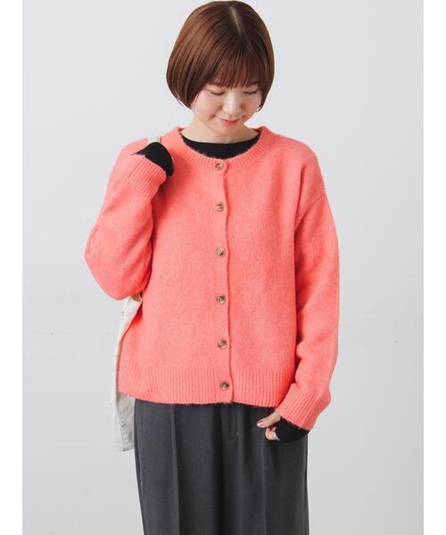 Lugnoncure(ルノンキュール)の「ウール混ふわふわクルーネックカーディガン(カーディガン/ボレロ・レディース・パープル/ピンク/チャコールグレー/ベージュ/ミント・F)」の5枚目の写真