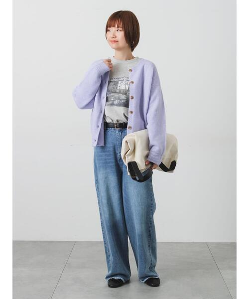 Lugnoncure(ルノンキュール)の「ウール混ふわふわクルーネックカーディガン(カーディガン/ボレロ・レディース・パープル/ピンク/チャコールグレー/ベージュ/ミント・F)」の7枚目の写真