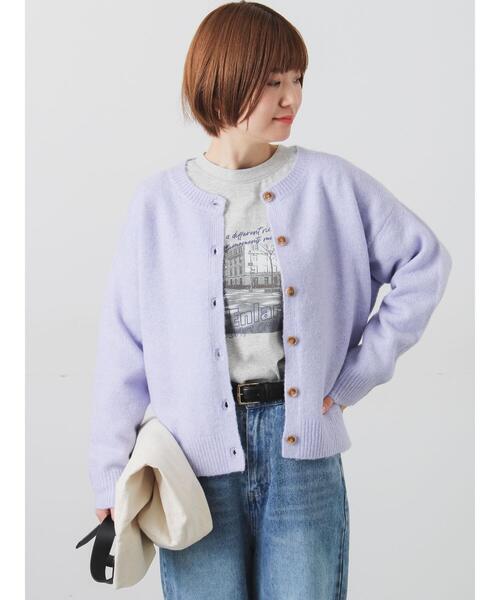 Lugnoncure(ルノンキュール)の「ウール混ふわふわクルーネックカーディガン(カーディガン/ボレロ・レディース・パープル/ピンク/チャコールグレー/ベージュ/ミント・F)」の8枚目の写真