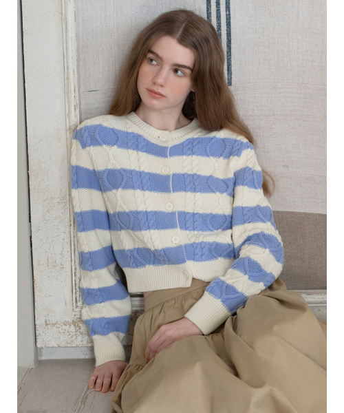Two-way Stripe Cable Knit Cardigan VC2412CD104M