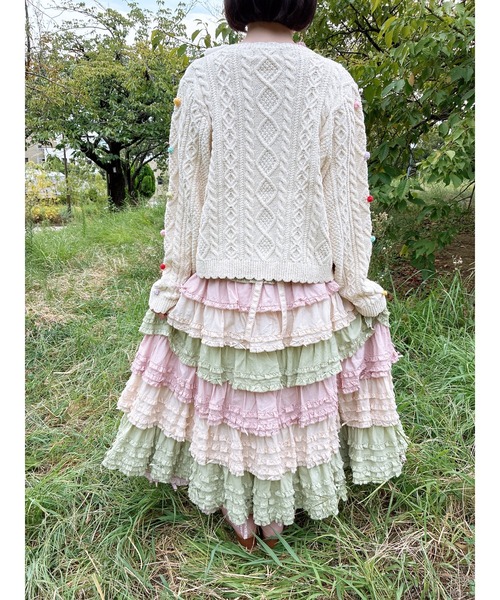 PINK HOUSE（ピンクハウス）の「配色フリルスカート（スカート）」 - WEAR