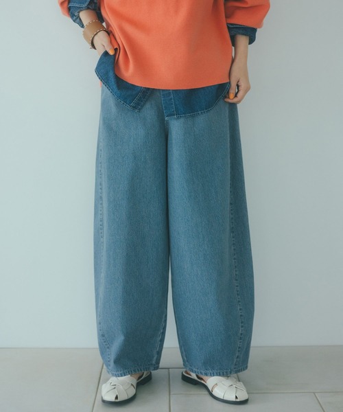 studio CLIP（スタディオクリップ）の「バギーバレルデニムパンツ[プチ・プラスサイズあり]《CLIP denim》（デニムパンツ・レディース・ブルー系その他2/グレー系その他/ホワイト/ライトブルー/ブルー系その他・PF/ﾌﾘｰ(L)/LARGE/MEDIUM）」の4枚目の写真