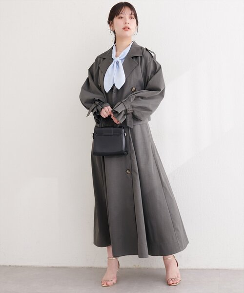 natural couture（ナチュラルクチュール）の「【1/1～4限定受注販売】ショートトレンチ+ジャンスカセット（ワンピース・レディース・ベージュ/アイボリー/チャコールグレー・MEDIUM/LARGE）」の3枚目の写真