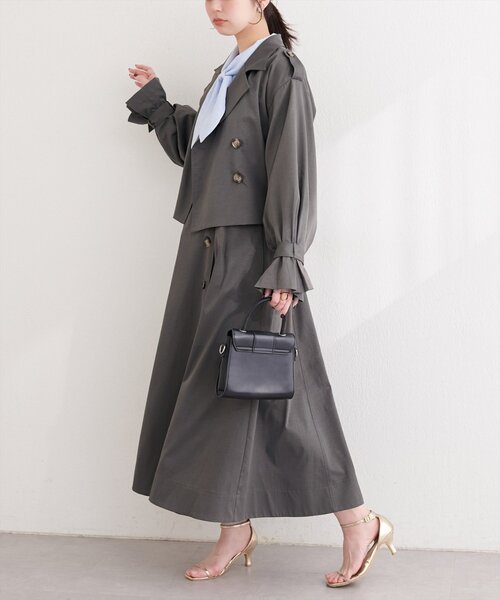 natural couture（ナチュラルクチュール）の「【1/1～4限定受注販売】ショートトレンチ+ジャンスカセット（ワンピース・レディース・ベージュ/アイボリー/チャコールグレー・MEDIUM/LARGE）」の6枚目の写真