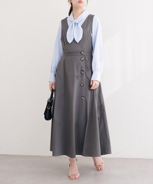 natural couture（ナチュラルクチュール）の「【1/1～4限定受注販売】ショートトレンチ+ジャンスカセット（ワンピース・レディース・ベージュ/アイボリー/チャコールグレー・MEDIUM/LARGE）」の8枚目の写真