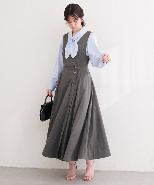 natural couture（ナチュラルクチュール）の「【1/1～4限定受注販売】ショートトレンチ+ジャンスカセット（ワンピース・レディース・ベージュ/アイボリー/チャコールグレー・MEDIUM/LARGE）」の9枚目の写真