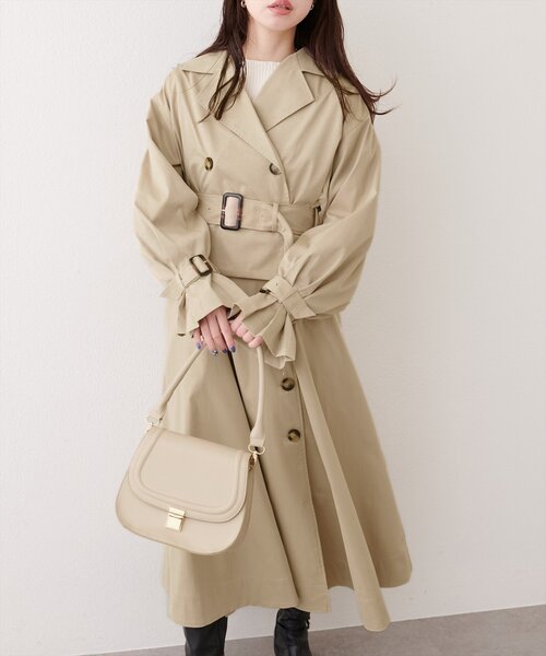 natural couture（ナチュラルクチュール）の「【1/1～4限定受注販売】ショートトレンチ+ジャンスカセット（ワンピース・レディース・ベージュ/アイボリー/チャコールグレー・MEDIUM/LARGE）」の13枚目の写真