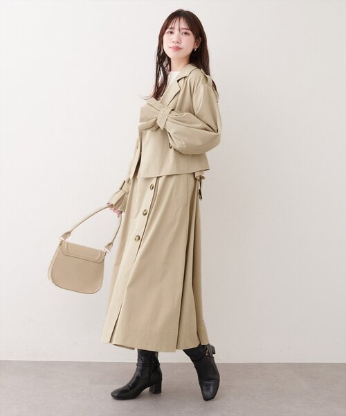 natural couture（ナチュラルクチュール）の「【1/1～4限定受注販売】ショートトレンチ+ジャンスカセット（ワンピース・レディース・ベージュ/アイボリー/チャコールグレー・MEDIUM/LARGE）」の14枚目の写真