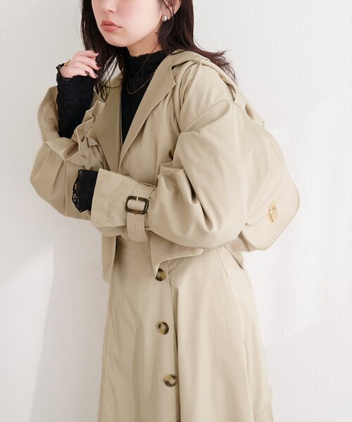 natural couture（ナチュラルクチュール）の「【1/1～4限定受注販売】ショートトレンチ+ジャンスカセット（ワンピース・レディース・ベージュ/アイボリー/チャコールグレー・MEDIUM/LARGE）」の19枚目の写真