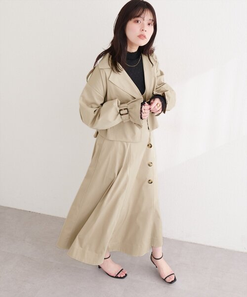 natural couture（ナチュラルクチュール）の「【1/1～4限定受注販売】ショートトレンチ+ジャンスカセット（ワンピース・レディース・ベージュ/アイボリー/チャコールグレー・MEDIUM/LARGE）」の20枚目の写真