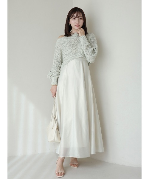 ニットレイヤードキャミワンピース（ワンピース）｜anuans（ア