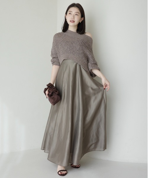 ニットレイヤードキャミワンピース（ワンピース）｜anuans（ア