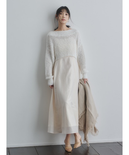 ニットレイヤードキャミワンピース（ワンピース）｜anuans（ア