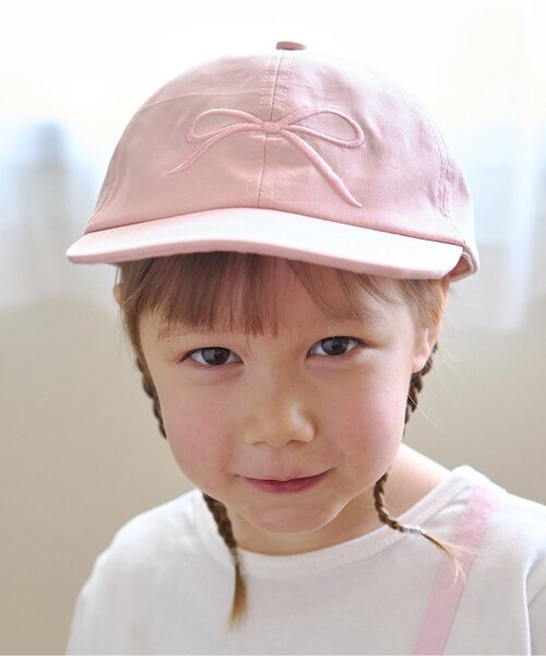Lycee mine（リセマイン）の「リボン刺しゅうキャップ（キャップ・キッズ・サックスブルー/ライトベージュ/ラベンダー/ライトピンク・F）」の4枚目の写真