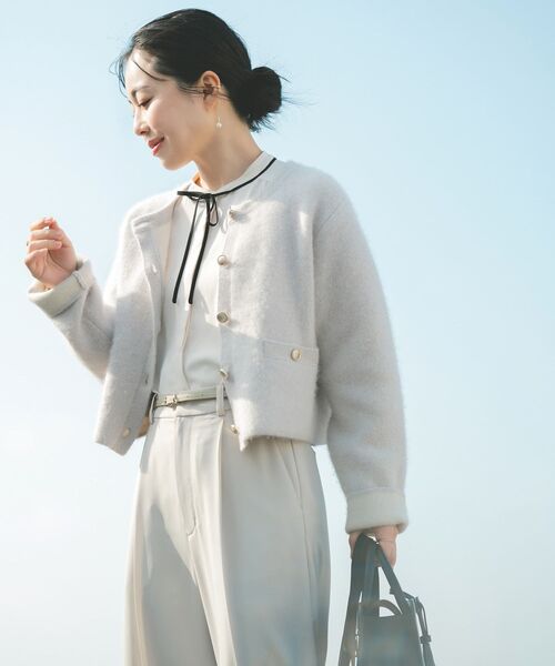 COHINA(コヒナ)の「バイカラーリボンブラウス 【低身長・小柄女性】(シャツ/ブラウス・レディース・ホワイト/ベージュ・ONE SIZE)」の7枚目の写真
