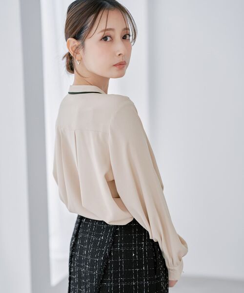COHINA(コヒナ)の「バイカラーリボンブラウス 【低身長・小柄女性】(シャツ/ブラウス・レディース・ホワイト/ベージュ・ONE SIZE)」の16枚目の写真