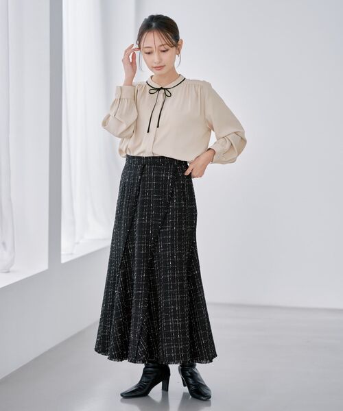 COHINA(コヒナ)の「バイカラーリボンブラウス 【低身長・小柄女性】(シャツ/ブラウス・レディース・ホワイト/ベージュ・ONE SIZE)」の17枚目の写真