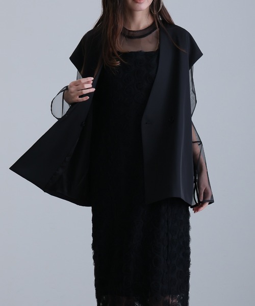 ローズ レース セパレートペンシルドレス ロング&袖あり フォーマル