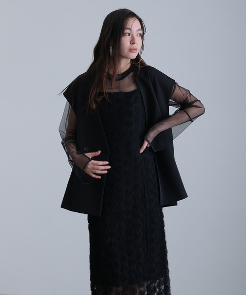ローズレースセパレートペンシルドレスロング ローズ レース セパレートペンシルドレス ロング&袖あり フォーマル
