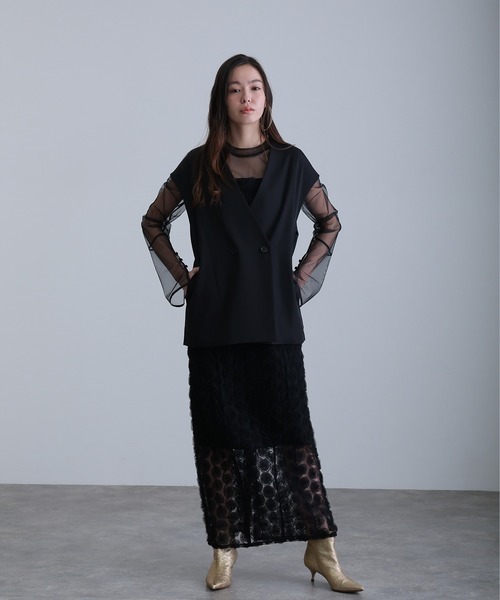 ローズレースセパレートペンシルドレスロング ローズ レース セパレートペンシルドレス ロング&袖あり フォーマル