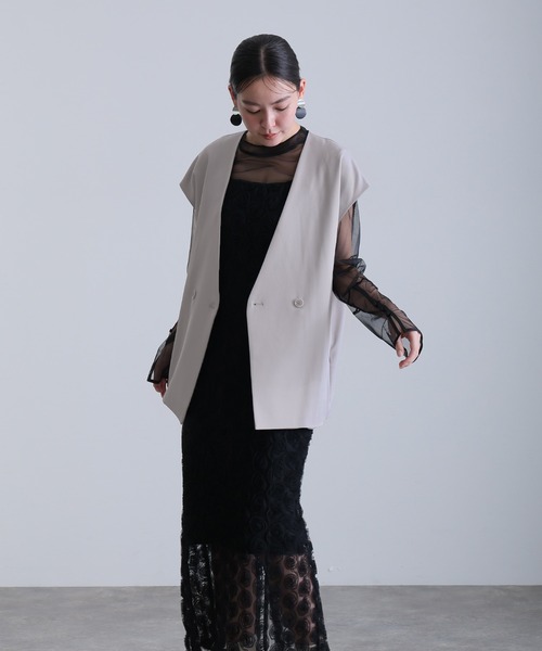 atlo（アトロ）の「ローズ レース セパレートペンシルドレス ロング&袖あり フォーマル お呼ばれ 結婚式 二次会 パーティー ドレス オケージョンドレス 同窓会 成人式 （ドレス・レディース・ブラウン/ライトグレー/ブラック・M）」の8枚目の写真
