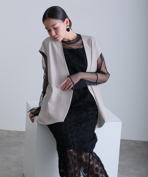 atlo（アトロ）の「ローズ レース セパレートペンシルドレス ロング&袖あり フォーマル お呼ばれ 結婚式 二次会 パーティー ドレス オケージョンドレス 同窓会 成人式 （ドレス・レディース・ブラウン/ライトグレー/ブラック・M）」の13枚目の写真