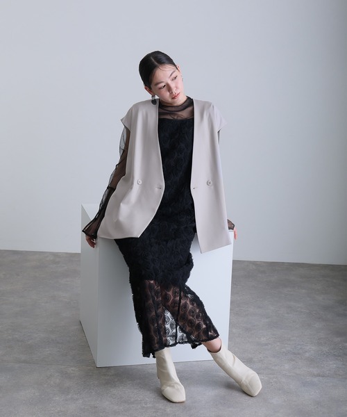 atlo（アトロ）の「ローズ レース セパレートペンシルドレス ロング&袖あり フォーマル お呼ばれ 結婚式 二次会 パーティー ドレス オケージョンドレス 同窓会 成人式 （ドレス・レディース・ブラウン/ライトグレー/ブラック・M）」の16枚目の写真