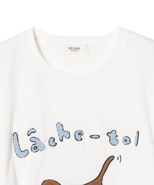 BEAMS HEART(ビームスハート)の「アニマル サガラ刺繍 Tシャツ(Tシャツ/カットソー・レディース・ホワイト系その他5/チャコールグレー/オフホワイト・FREE)」の5枚目の写真