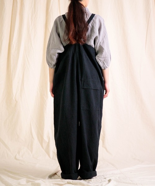 Brocante（ブロカント）の「[Brocante / ブロカント] 綿麻キャンバス サロペット（サロペット/オーバーオール・レディース・ブラック/アイボリー・2）」の10枚目の写真