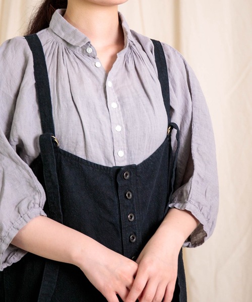 Brocante（ブロカント）の「[Brocante / ブロカント] 綿麻キャンバス サロペット（サロペット/オーバーオール・レディース・ブラック/アイボリー・2）」の11枚目の写真
