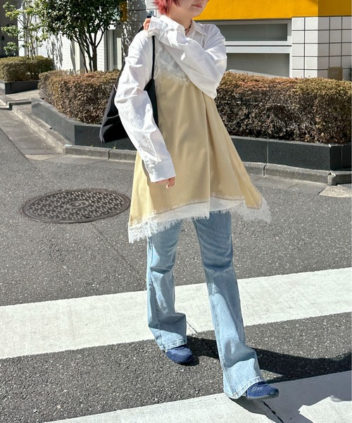 PILIT(ピリット)の「ランダムヘム サテンレースキャミソール(キャミソール・レディース・ベージュ/ブルー/アイボリー・MEDIUM)」の14枚目の写真