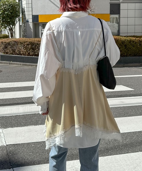 PILIT(ピリット)の「ランダムヘム サテンレースキャミソール(キャミソール・レディース・ベージュ/ブルー/アイボリー・MEDIUM)」の18枚目の写真