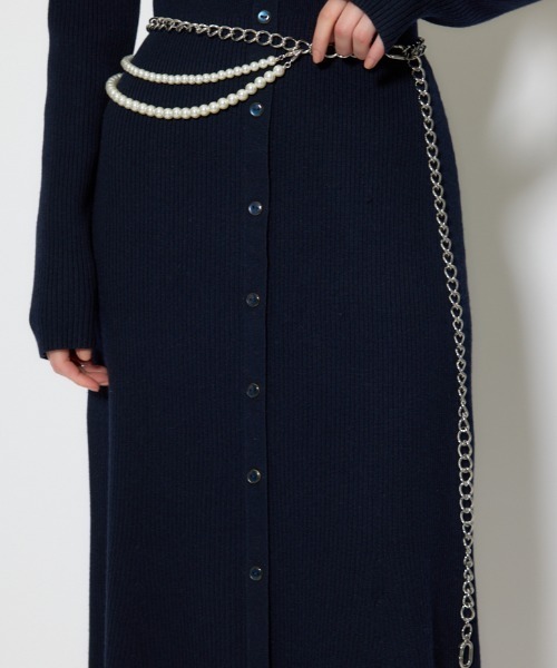 rienda（リエンダ）の「フェイクパールSETチェーンベルト（ベルト・レディース・シルバー/ゴールド・FREE）」の2枚目の写真