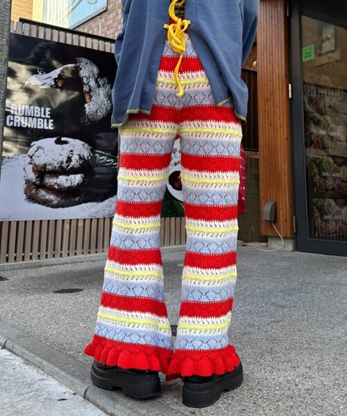 HELLO.SANFRANCISCO（ハローサンフランシスコ）の「【HELLO.SANFRANCISCO】透かし柄ボーダーニットパンツ（その他パンツ・レディース・レッド/サックスブルー・ONE SIZE）」の19枚目の写真