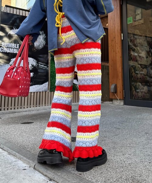 HELLO.SANFRANCISCO（ハローサンフランシスコ）の「【HELLO.SANFRANCISCO】透かし柄ボーダーニットパンツ（その他パンツ・レディース・レッド/サックスブルー・ONE SIZE）」の20枚目の写真