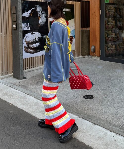 HELLO.SANFRANCISCO（ハローサンフランシスコ）の「【HELLO.SANFRANCISCO】透かし柄ボーダーニットパンツ（その他パンツ・レディース・レッド/サックスブルー・ONE SIZE）」の22枚目の写真