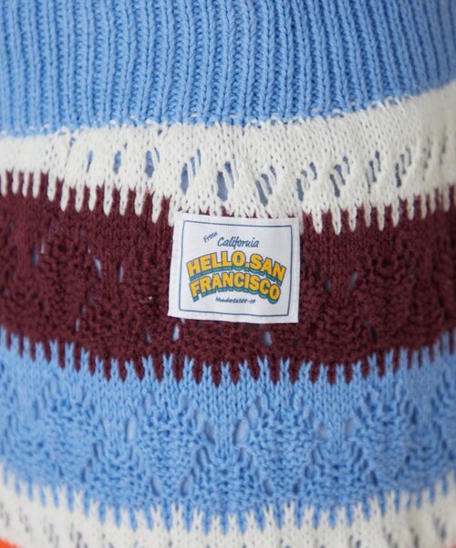 HELLO.SANFRANCISCO（ハローサンフランシスコ）の「【HELLO.SANFRANCISCO】透かし柄ボーダーニットパンツ（その他パンツ・レディース・レッド/サックスブルー・ONE SIZE）」の6枚目の写真